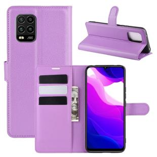 For Xiaomi Mi 10 Lite 5G Litchi Texture Horizontal Flip Protective Case with Holder & Card Slots & Wallet(Purple)