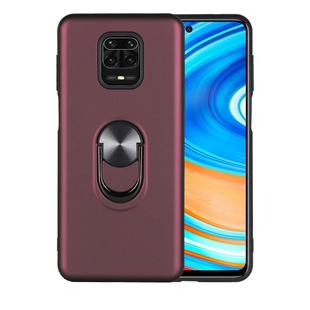 For Xiaomi Redmi Note 9S 360 Rotary Multifunctional Stent PC+TPU Case with Magnetic Invisible Holder(Jujube Red)