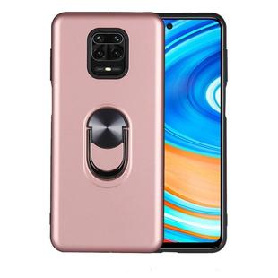 For Xiaomi Redmi Note 9 Pro Max 360 Rotary Multifunctional Stent PC+TPU Case with Magnetic Invisible Holder(Rose Gold)