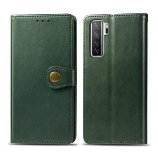 For Huawei P40 Lite 5G / Nova 7 SE Retro Solid Color Leather Buckle Phone Case with Photo Frame & Card Slot & Wallet & Bracket Function(Green)