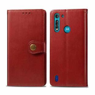 For Moto G8 Power Lite Retro Solid Color Leather Buckle Phone Case with Photo Frame & Card Slot & Wallet & Bracket Function(Red)