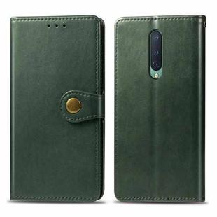 For OnePlus 8 Retro Solid Color Leather Buckle Phone Case with Photo Frame & Card Slot & Wallet & Bracket Function(Green)