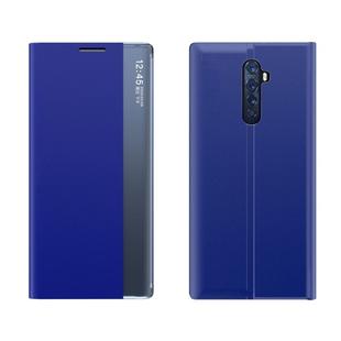 For OPPO Reno2 F / Reno2 Z Side Display Magnetic Horizontal Flip Plain Texture Cloth + PC Case with Holder & Sleep / Wake-up Function(Blue)