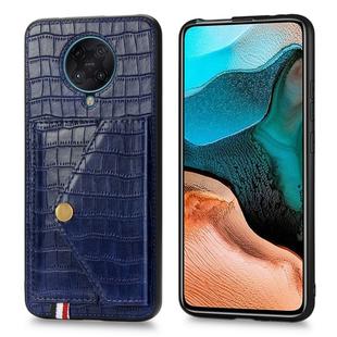For Xiaomi Redmi K30 Pro Crocodile Pattern PU+TPU+PVC Shatter-resistant Mobile Phone Case with Magnetic Invisible Holder & Holder & Card Slots(Sapphire Blue)