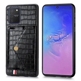 For Galaxy S10 Lite & A91  Crocodile Pattern PU+TPU+PVC Shatter-resistant Mobile Phone Case with Magnetic Invisible Holder & Holder & Card Slots(Black)