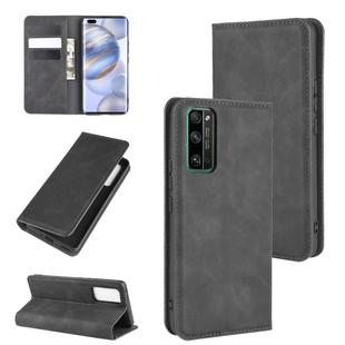 For Huawei Honor 30 Pro Retro-skin Business Magnetic Suction Leather Case with Holder & Card Slots & Wallet(Black)
