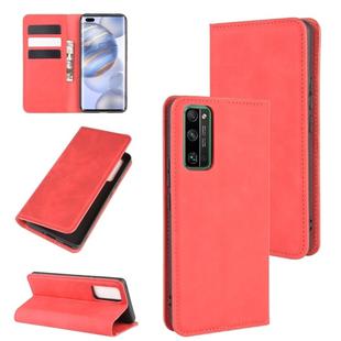 For Huawei Honor 30 Pro Retro-skin Business Magnetic Suction Leather Case with Holder & Card Slots & Wallet(Red)