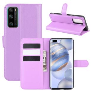 For Huawei Honor 30 Pro Litchi Texture Horizontal Flip Protective Case with Holder & Card Slots & Wallet(Purple)