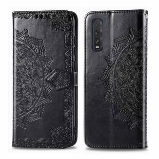 For OPPO Find X2 Halfway Mandala Embossing Pattern Horizontal Flip Leather Case with Holder & Card Slots & Wallet & Photo Frame & Lanyard(Black)