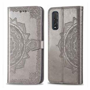 For OPPO Find X2 Halfway Mandala Embossing Pattern Horizontal Flip Leather Case with Holder & Card Slots & Wallet & Photo Frame & Lanyard(Gray)