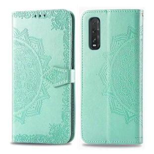For OPPO Find X2 Halfway Mandala Embossing Pattern Horizontal Flip Leather Case with Holder & Card Slots & Wallet & Photo Frame & Lanyard(Green)