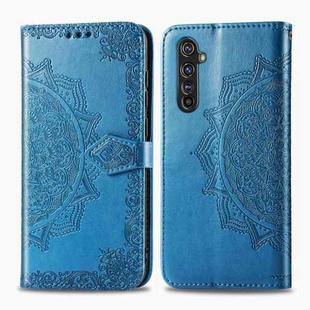 For Realme X50 Pro Halfway Mandala Embossing Pattern Horizontal Flip Leather Case with Holder & Card Slots & Wallet & Photo Frame & Lanyard(Blue)
