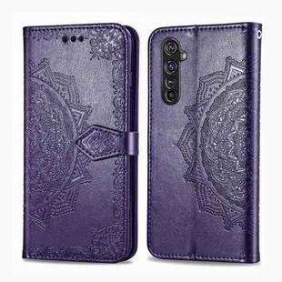 For Realme X50 Pro Halfway Mandala Embossing Pattern Horizontal Flip Leather Case with Holder & Card Slots & Wallet & Photo Frame & Lanyard(Purple)