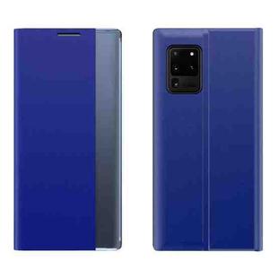 For Galaxy A51 2020 / M40S Side Display Magnetic Horizontal Flip Plain Texture Cloth + PC Case with Holder & Sleep / Wake-up Function(Blue)