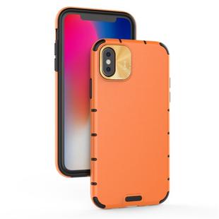 For iPhone XS Max Shockproof Grain Leather  PC + TPU Case(Orange)