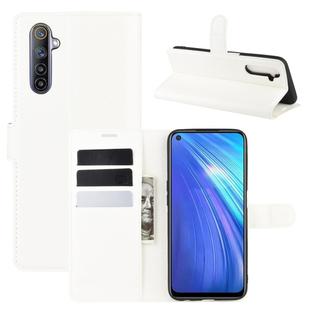 For OPPO Realme 6 Litchi Texture Horizontal Flip Protective Case with Holder & Card Slots & Wallet(White)