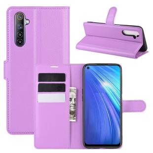 For OPPO Realme 6 Litchi Texture Horizontal Flip Protective Case with Holder & Card Slots & Wallet(Purple)