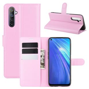 For OPPO Realme 6 Litchi Texture Horizontal Flip Protective Case with Holder & Card Slots & Wallet(Pink)