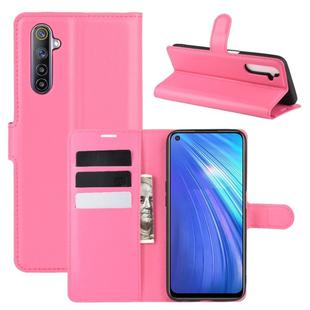 For OPPO Realme 6 Litchi Texture Horizontal Flip Protective Case with Holder & Card Slots & Wallet(Rose red)