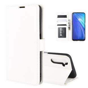 For OPPO Realme 6 R64 Texture Single Horizontal Flip Protective Case with Holder & Card Slots & Wallet& Photo Frame(White)