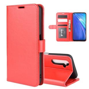 For OPPO Realme 6 R64 Texture Single Horizontal Flip Protective Case with Holder & Card Slots & Wallet& Photo Frame(Red)