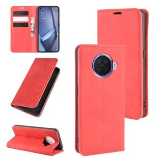 For OPPO ACE 2 Retro-skin Business Magnetic Suction Leather Case with Holder & Card Slots & Wallet(Red)