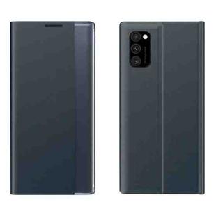 For Galaxy A81 / Note 10 Lite /M60s Side Display Magnetic Horizontal Flip Plain Texture Cloth + PC Case with Holder & Sleep / Wake-up Function(Dark Blue)