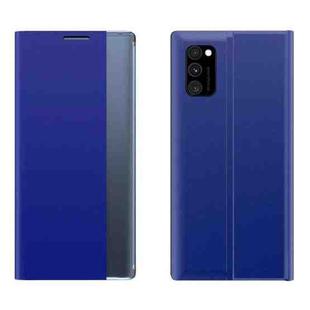 For Galaxy A81 / Note 10 Lite /M60s Side Display Magnetic Horizontal Flip Plain Texture Cloth + PC Case with Holder & Sleep / Wake-up Function(Blue)