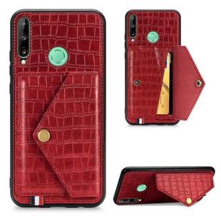 For Huawei Y7P/P40 Lite E Crocodile Pattern Envelope Card Package Phone Case With Magnet And Bracket Function(Red)