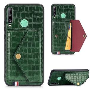 For Huawei Y7P/P40 Lite E Crocodile Pattern Envelope Card Package Phone Case With Magnet And Bracket Function(Green)