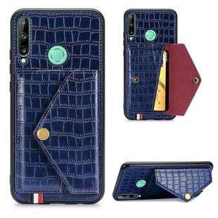 For Huawei Y7P/P40 Lite E Crocodile Pattern Envelope Card Package Phone Case With Magnet And Bracket Function(Blue)