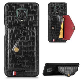 For Xiaomi Redmi Note 9  Crocodile Pattern Envelope Card Package Phone Case With Magnet And Bracket Function(Black)