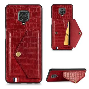 For Xiaomi Redmi Note 9  Crocodile Pattern Envelope Card Package Phone Case With Magnet And Bracket Function(Red)
