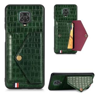 For Xiaomi Redmi Note 9  Crocodile Pattern Envelope Card Package Phone Case With Magnet And Bracket Function(Green)