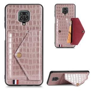 For Xiaomi Redmi Note 9  Crocodile Pattern Envelope Card Package Phone Case With Magnet And Bracket Function(Rose Gold)