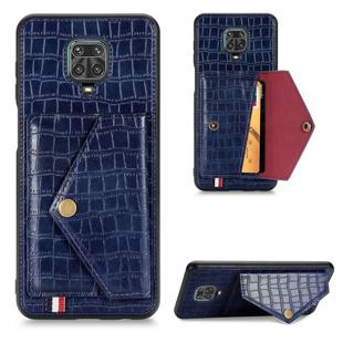 For Xiaomi Redmi Note 9  Crocodile Pattern Envelope Card Package Phone Case With Magnet And Bracket Function(Blue)
