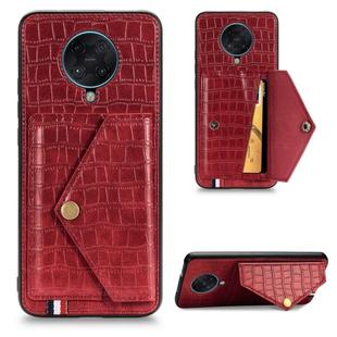 For Xiaomi Redmi K30 Pro Crocodile Pattern Envelope Card Package Phone Case With Magnet And Bracket Function(Red)