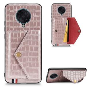 For Xiaomi Redmi K30 Pro Crocodile Pattern Envelope Card Package Phone Case With Magnet And Bracket Function(Rose Gold)