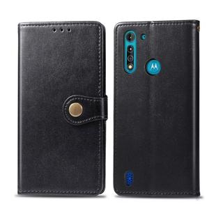 For Moto G8 Power Lite Retro Solid Color Leather Buckle Phone Case with Lanyard & Photo Frame & Card Slot & Wallet & Stand Function(Black)