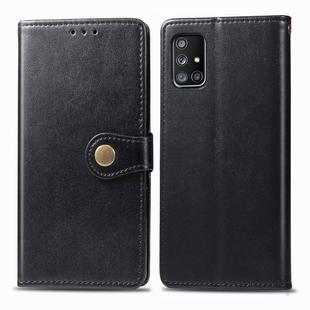 For Galaxy A71 5G Retro Solid Color Leather Buckle Phone Case with Lanyard & Photo Frame & Card Slot & Wallet & Stand Function(Black)