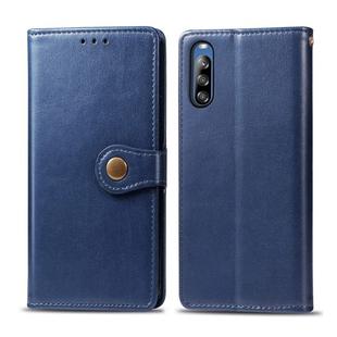 For Sony Xperia L4 Retro Solid Color Leather Buckle Phone Case with Lanyard & Photo Frame & Card Slot & Wallet & Stand Function(Blue)