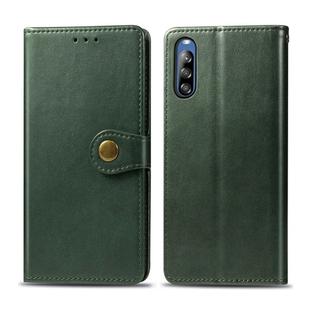 For Sony Xperia L4 Retro Solid Color Leather Buckle Phone Case with Lanyard & Photo Frame & Card Slot & Wallet & Stand Function(Green)