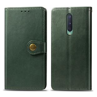 For OnePlus 8 Retro Solid Color Leather Buckle Phone Case with Lanyard & Photo Frame & Card Slot & Wallet & Stand Function(Green)