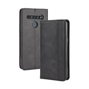 For LG K41S /K51S Magnetic Buckle Retro Crazy Horse Texture Horizontal Flip Leather Case, with Holder & Card Slots & Photo Frame(Black)