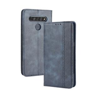 For LG K41S /K51S Magnetic Buckle Retro Crazy Horse Texture Horizontal Flip Leather Case, with Holder & Card Slots & Photo Frame(Blue)