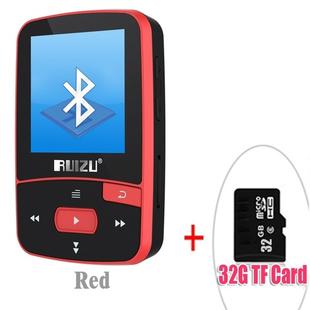 New Arrival Original RUIZU X50 Sport Bluetooth MP3 Player 8GB Clip Mini with Screen Support FM,Recording,E-Book,Clock,Pedometer(Red)