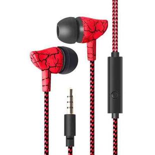 3.5mm Jack Crack Earphone Wired Headset Super Bass Sound Headphone Earbud with Mic for Mobile Phone Samsung Xiaomi MP3 4(Red)