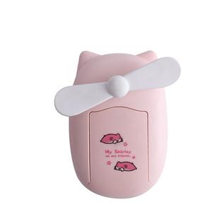 Cartoon Cute Hand-held Colorful Light Mini Outdoor Compact Portable Replenishing Fan(Pink)