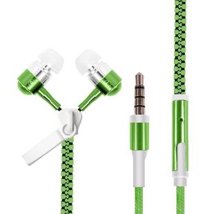 Glowing Zipper Sport Music Wired Earphones for 3.5mm Jack Phones(Green)