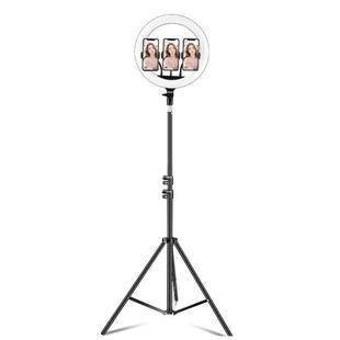 14 inch+3 Phone Clips Dimmable Color Temperature LED Ring Fill Light Live Broadcast Set With 2.1m Tripod Mount, CN Plug
